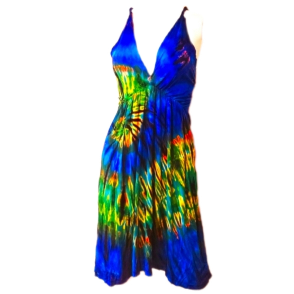 TIE DYE Stretchy Rayon Braided Strap Dress *5 COLORS Avail.* OS NEW